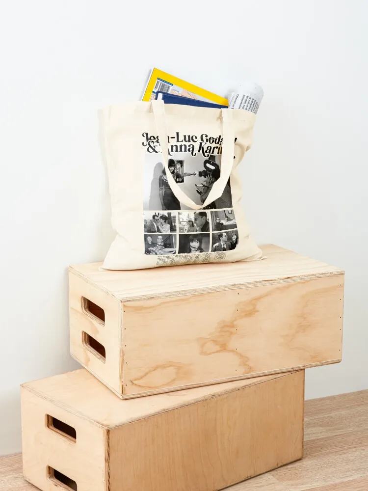 Jean-Luc Godard & Anna Karina Tote Bag tote bag university Lady bag Tote in tela