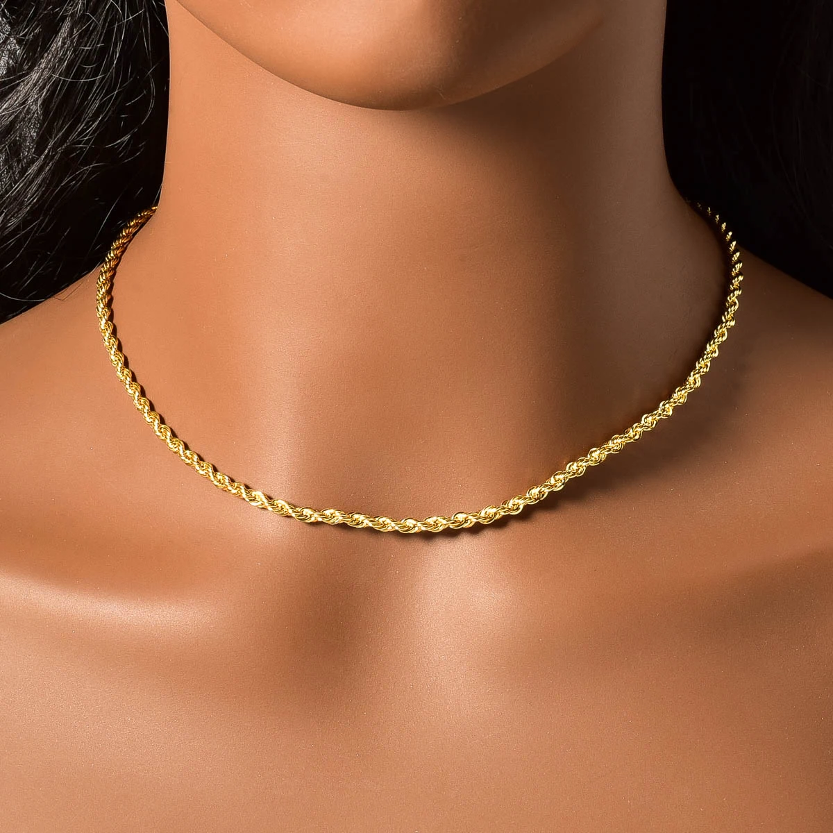 Men Women Gold Plated Twisted Rope Link Necklace Textured Neck Chain Minimalist Street Daily Stackable Fashion Jewelry Gift