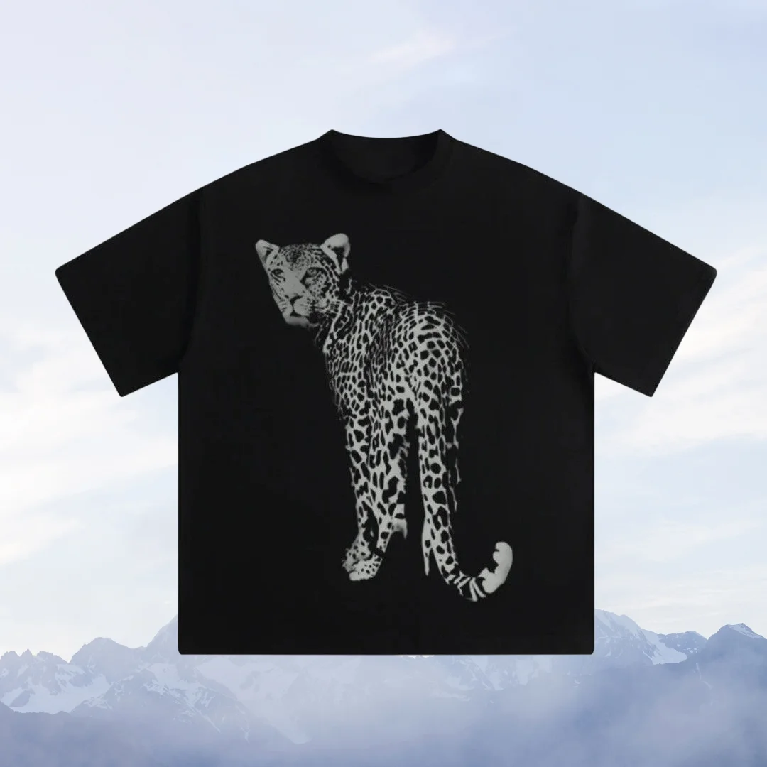 

Футболка D'été Américain À Manches Courtes Et Épaules En Pur Coton Imprimé Européen Et Américain Jaguar Pour Hommes