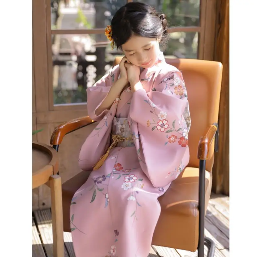 Girl\'s Japanese Style Kimono Daisy Prints Retro Robe Children Halloween Cosplay Costume Infant Yukata Asian Clothes A2479