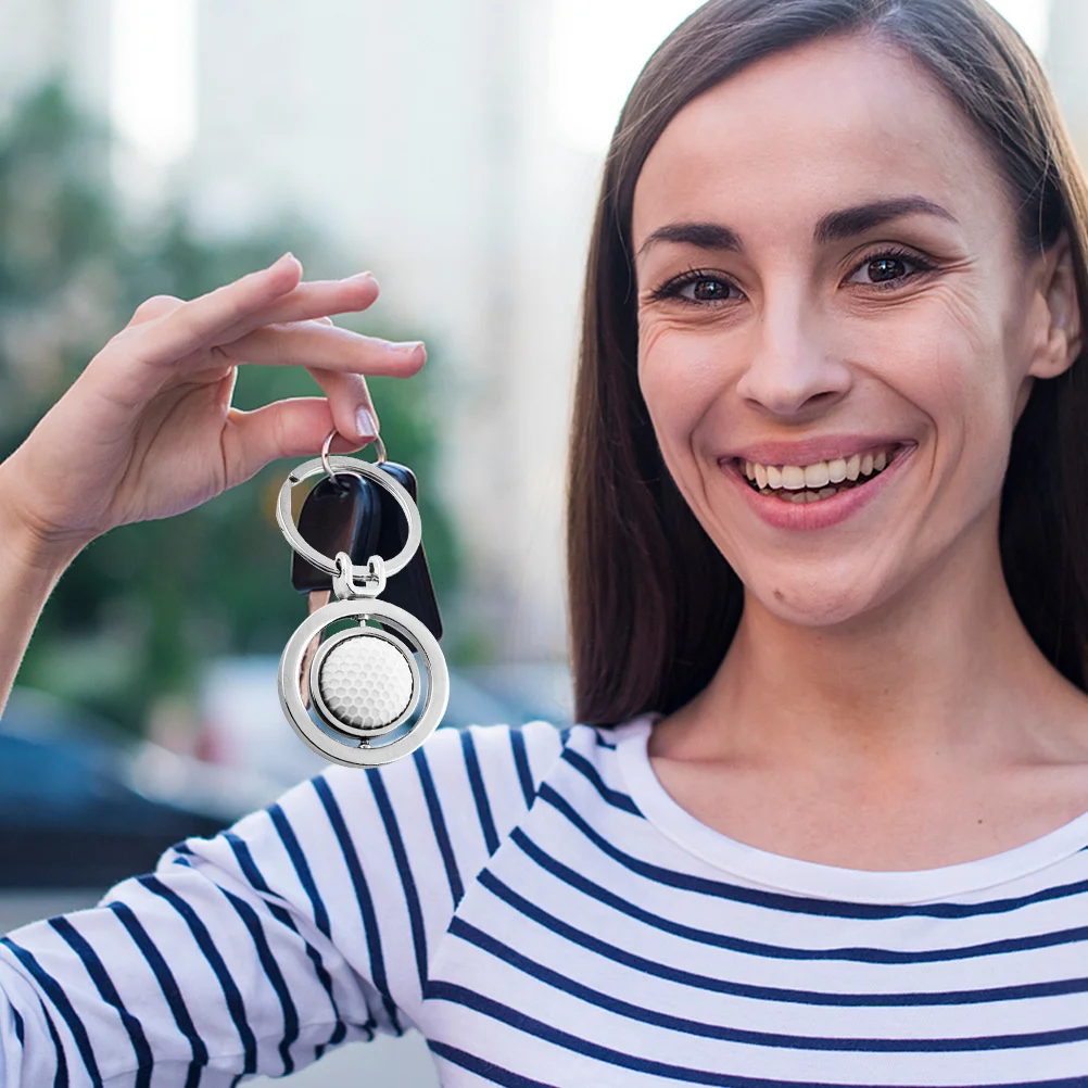 2 قطعة كرة جولف سلاسل المفاتيح سبائك الزنك محاكاة كرات رياضية دوارة حلقة رئيسية قلادة الزخرفية لحقيبة الظهر حلية