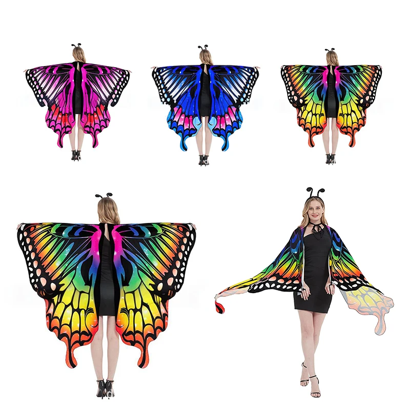 

Women's Butterfly Wings Polyester Butterfly Cape For Stage Dress-up Shawl Cloak Fancy Dress Costume Cosplay Accessory Rave Dress