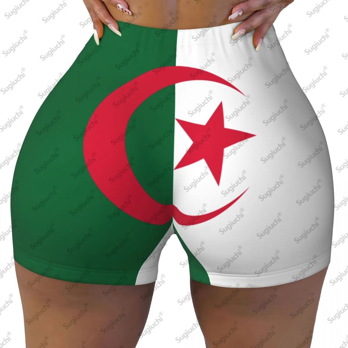 

2026 шорты для йоги с флагом Алжира для женщин, шорты для тренировок, подтяжки ягодиц, с высокой талией, шорты для бега в тренажерном зале