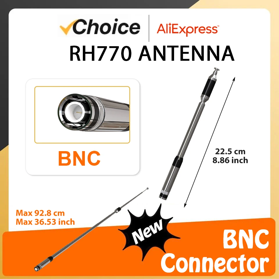

RH-770 Antenna BNC Connector Long Range Dual Band 144/430Mhz High Gain Telescopic Walkie Talkie Antenna For Motorola HT440 HT90