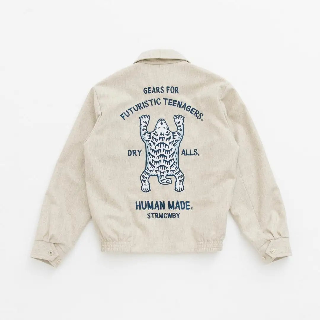 

HUMAN MADE 2025: Куртка с карманами и вышивкой тигра, повседневная осенне-зимняя куртка