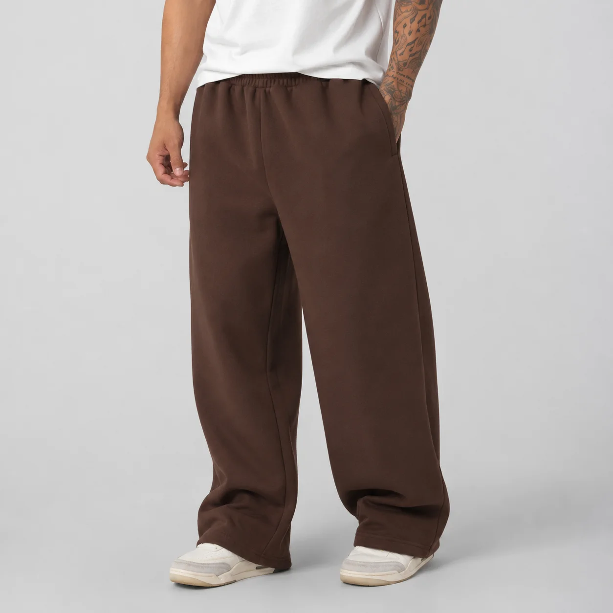 Calça de moletom masculina de pernas largas, tamanho grande, calças soltas com cintura elástica, calças de inverno respiráveis