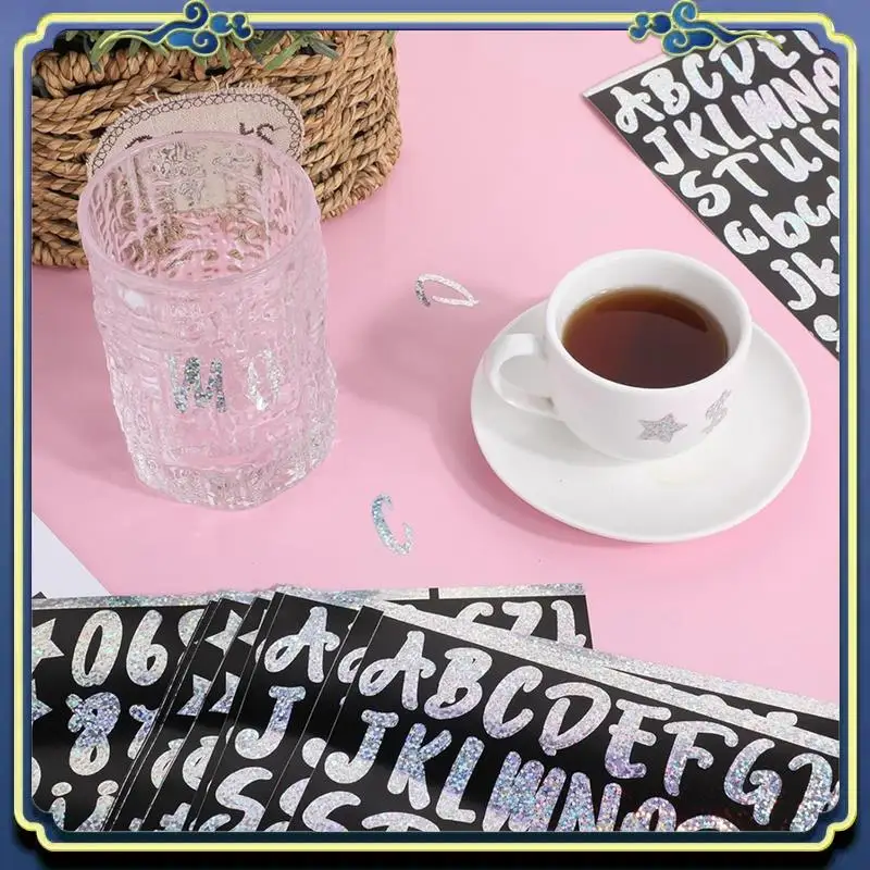 Latest 10 Sheets Stanley-Cup Vinyl Letters Stickers,Self-Adhesive Glitter Letter Name Stickers, Colorful Glitter Vinyl Alphabet