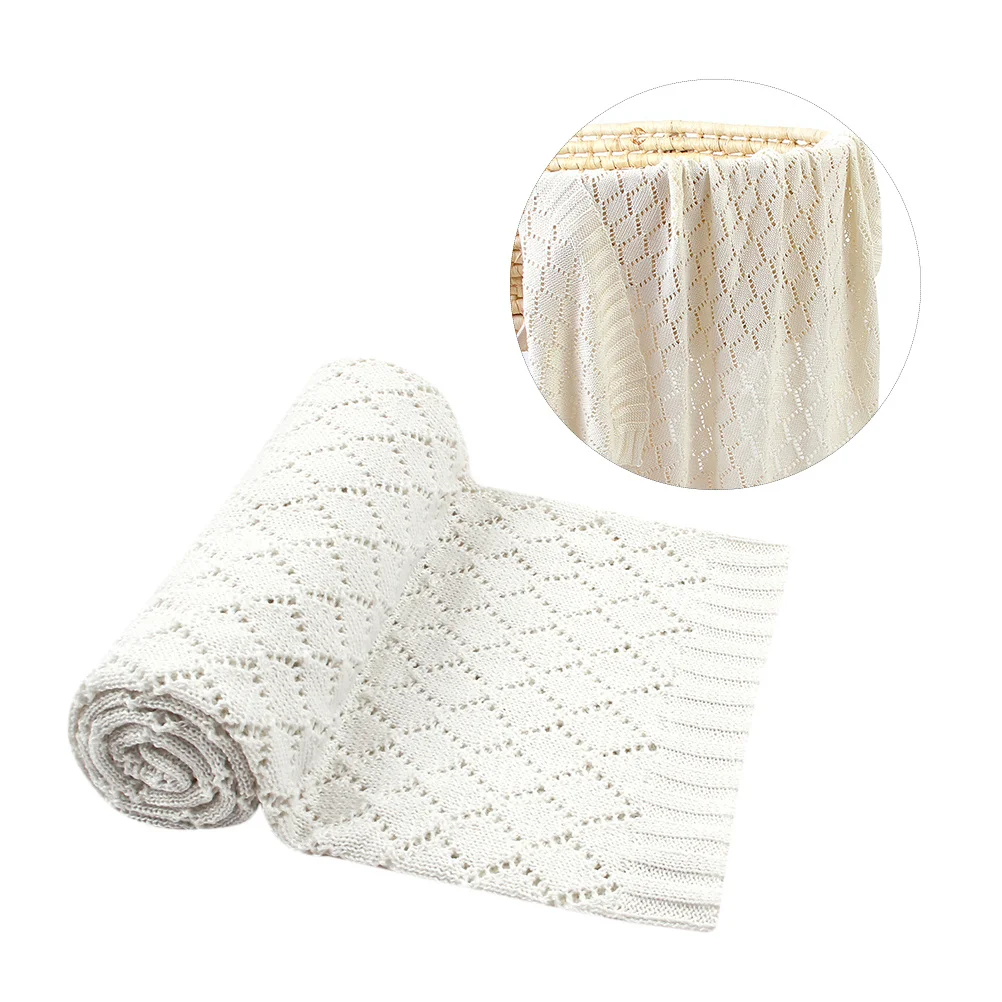 طفل جوفاء التدريجي محبوك الخريف الشتاء بطانية لينة الدافئة عربة الرضع بطانية خفيفة الوزن غطاء الطفل الأبيض