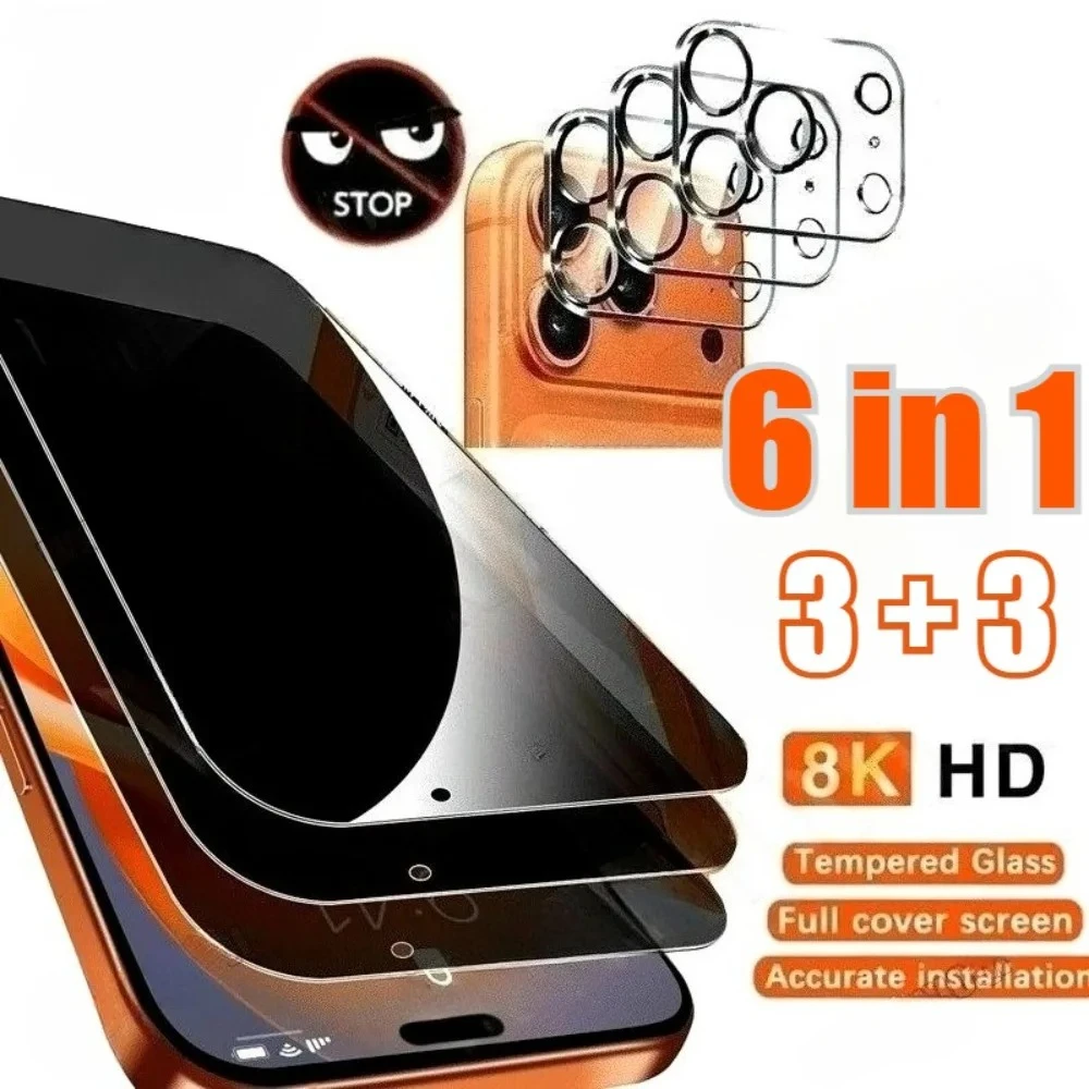 

Защитная пленка для экрана 6 в 1 для iPhone 17 16 15 14 Pro Max 16e, стекло для объектива воздушной камеры для iPhone 13 12 11 Pro 16 15 14 Plus