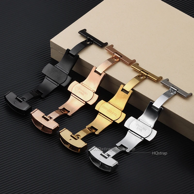 Stainless Steel Butterfly Buckle Polished Button Watch Clasps 16mm 18mm 20mm 22mm 24mm Watchbands Clasp Watch Accessories