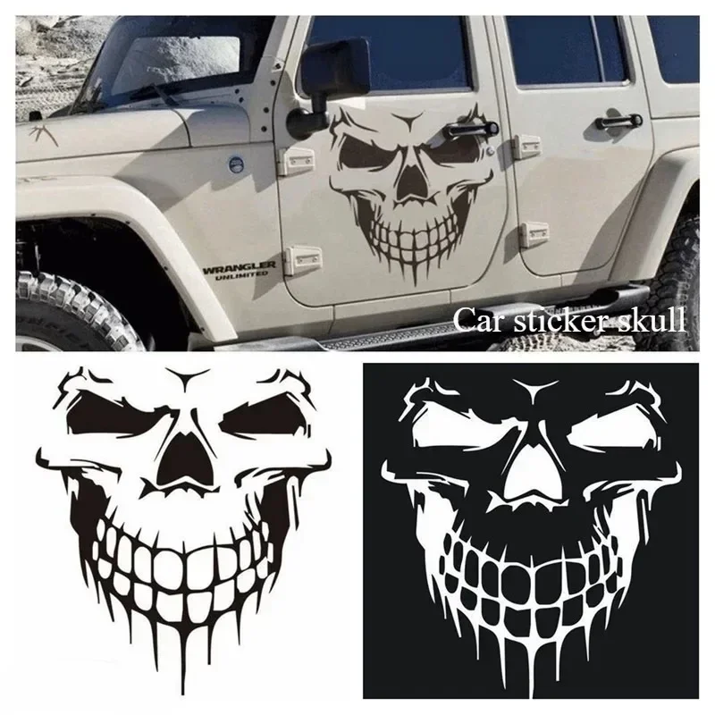 Large Size 59X53CM Skull Head Car Stickers and Decals Reflective Vinyl Car Styling Auto Engine Hood Door Window Car Stickers