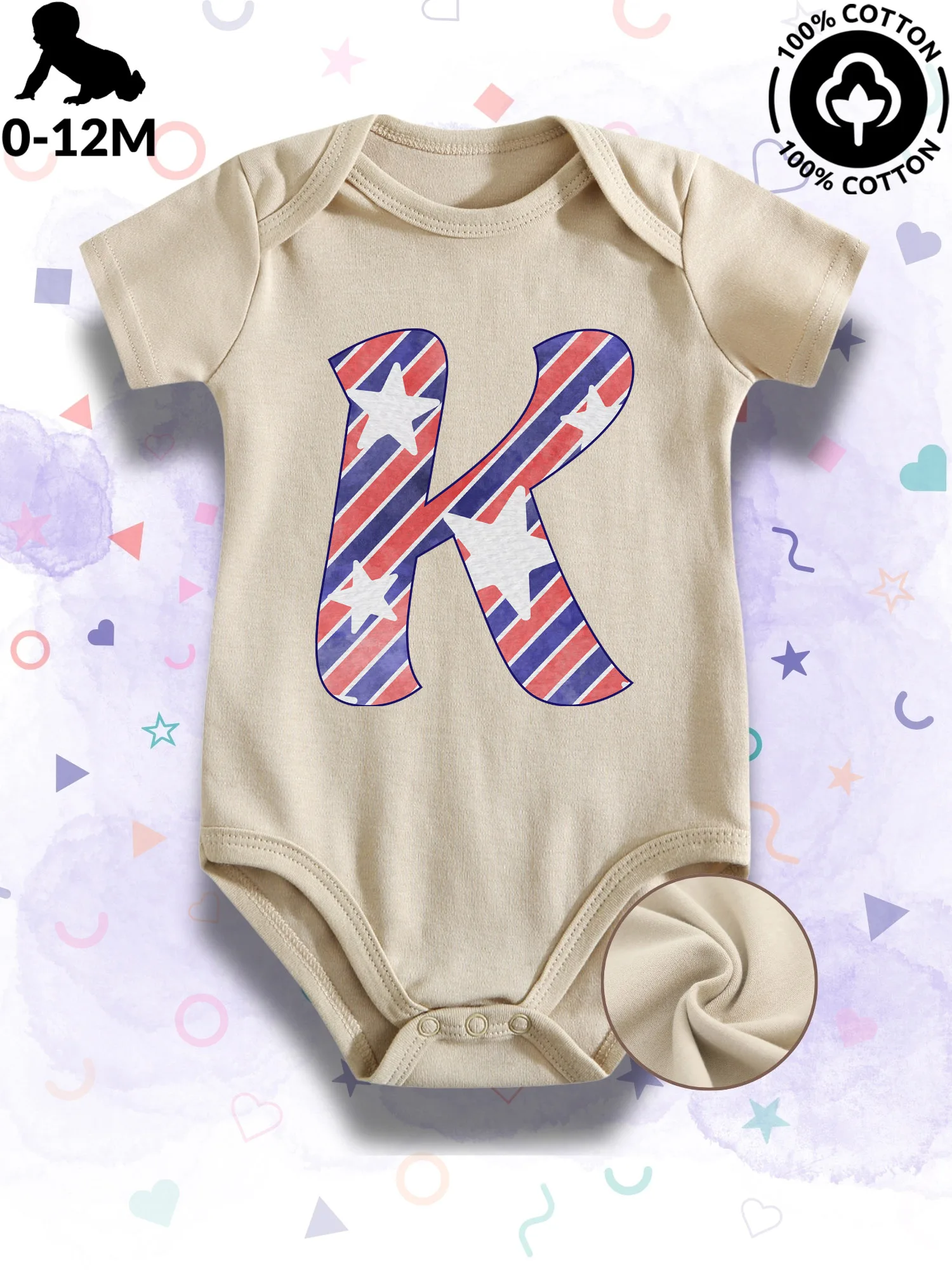 

Детский комбинезон унисекс с ретро-патриотическим принтом, 100% хлопок, мягкий, всесезонный, бежевый, для ползания, 190 г/м²