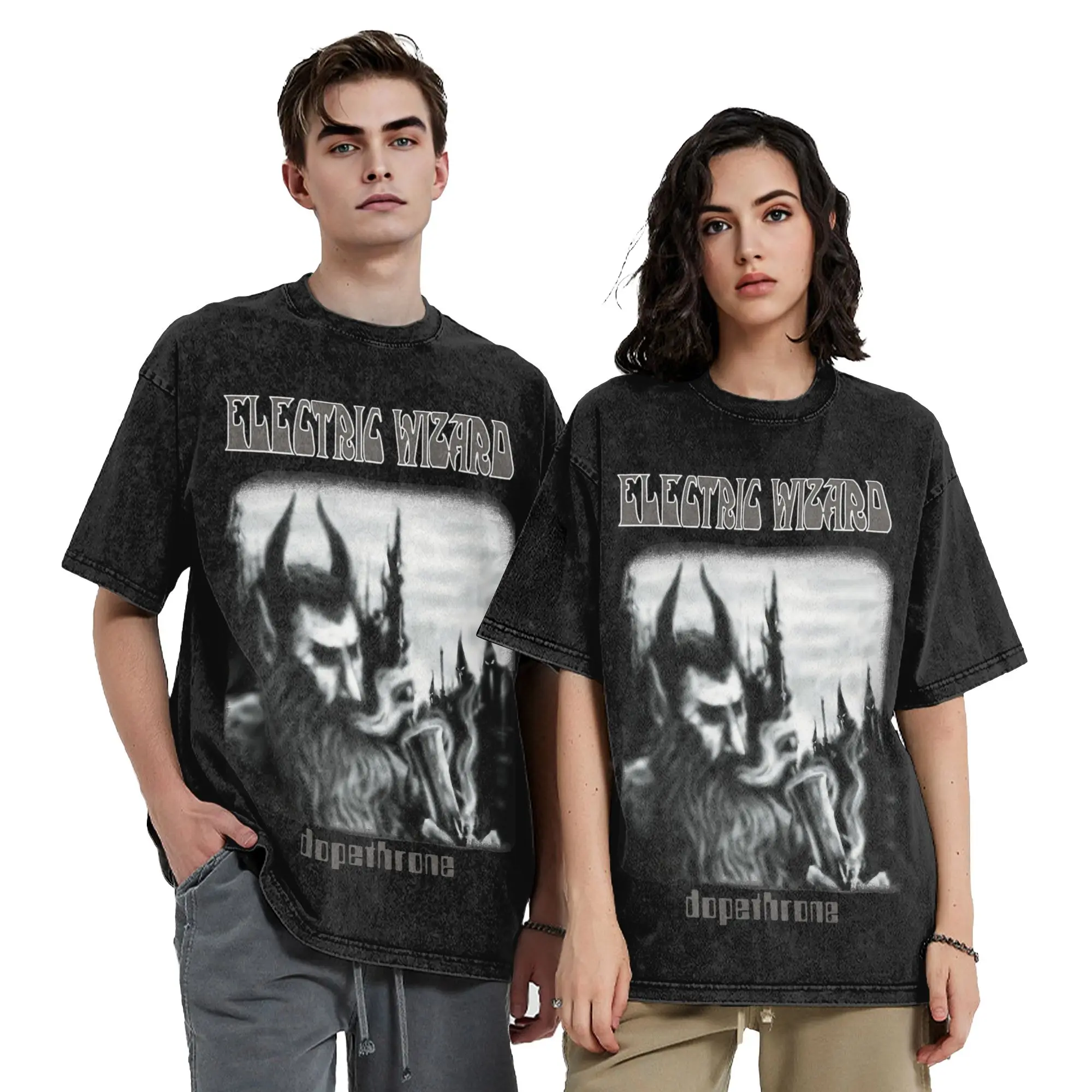 Electric Wizards Dopethrone Old School Metal T Shirts Hip Hop Washed Oversize T-Shirts for Men Tops Streetwear Summer Tee Shirt