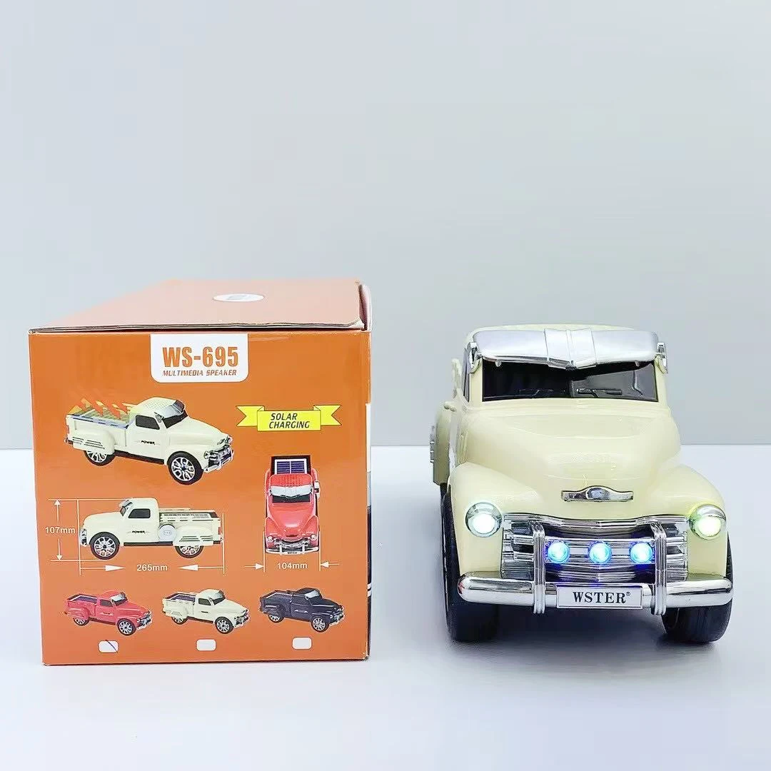 WS-695 Small Desktop Bluetooth Speakers Loud Sound for Mobile Phone Car Stereo Ultra Low Bass Car Model Speaker Solar Charging