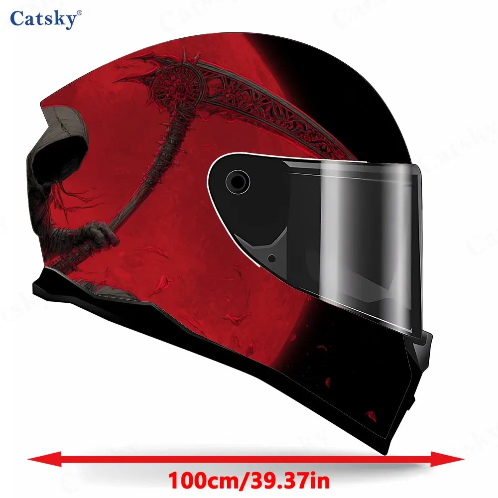 Dark-winged Blood-moon Grim Reaper Pattern Helmet stickers , PVC Material Multifunctional Helmet Stickers, Scratch-Resistant & F
