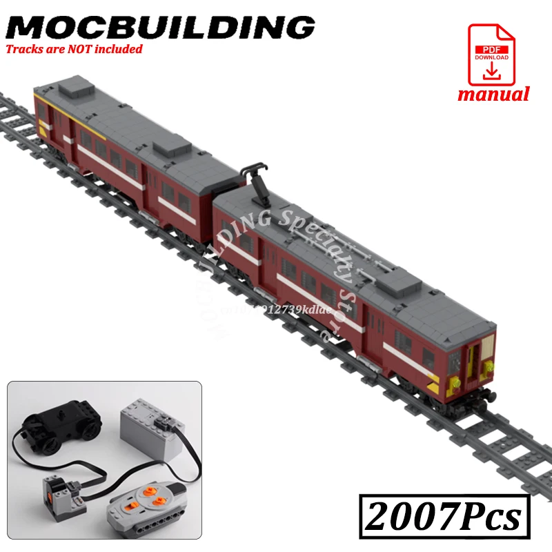 RC Train with Passenger Car Blocks Railway Remote Engine AM 73 Classic Model Moc Building City Railroad Brick Construction Gift