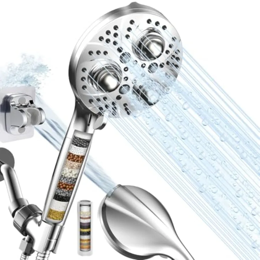 

Filter Handheld Shower Head for Residual Chlorine Remove, 10-Spray Modes Massage Showerhead, Large Powerful Handheld Showerhead