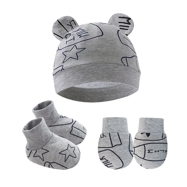 Newborn Baby Cap No Scratch Mittens Baby Gloves Sock Set Newborn Hospital Hat Newborn Baby Mittens Anti Scratch