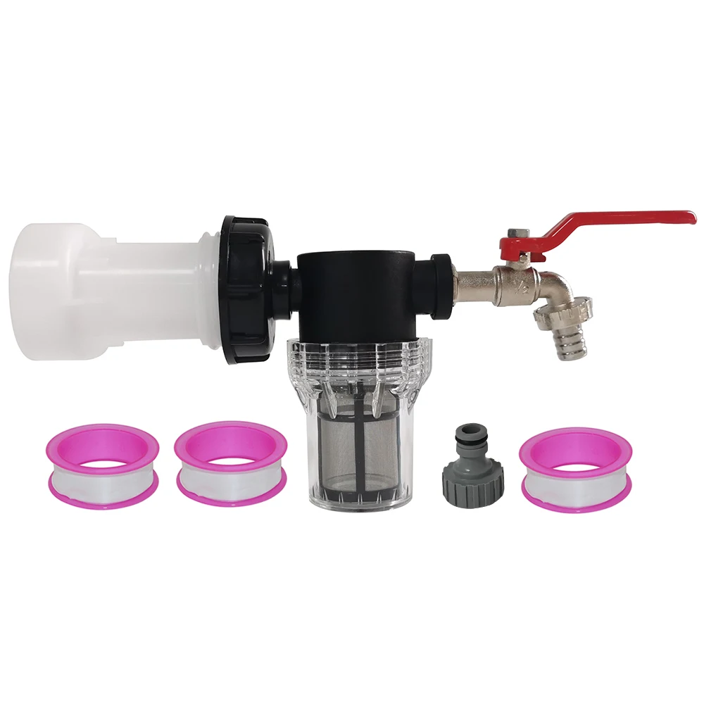 IBC Outdoor RV water tank accessories 1/2 '' alloy faucet 1000L water tank adapter set Garden irrigation filter connect pacifier