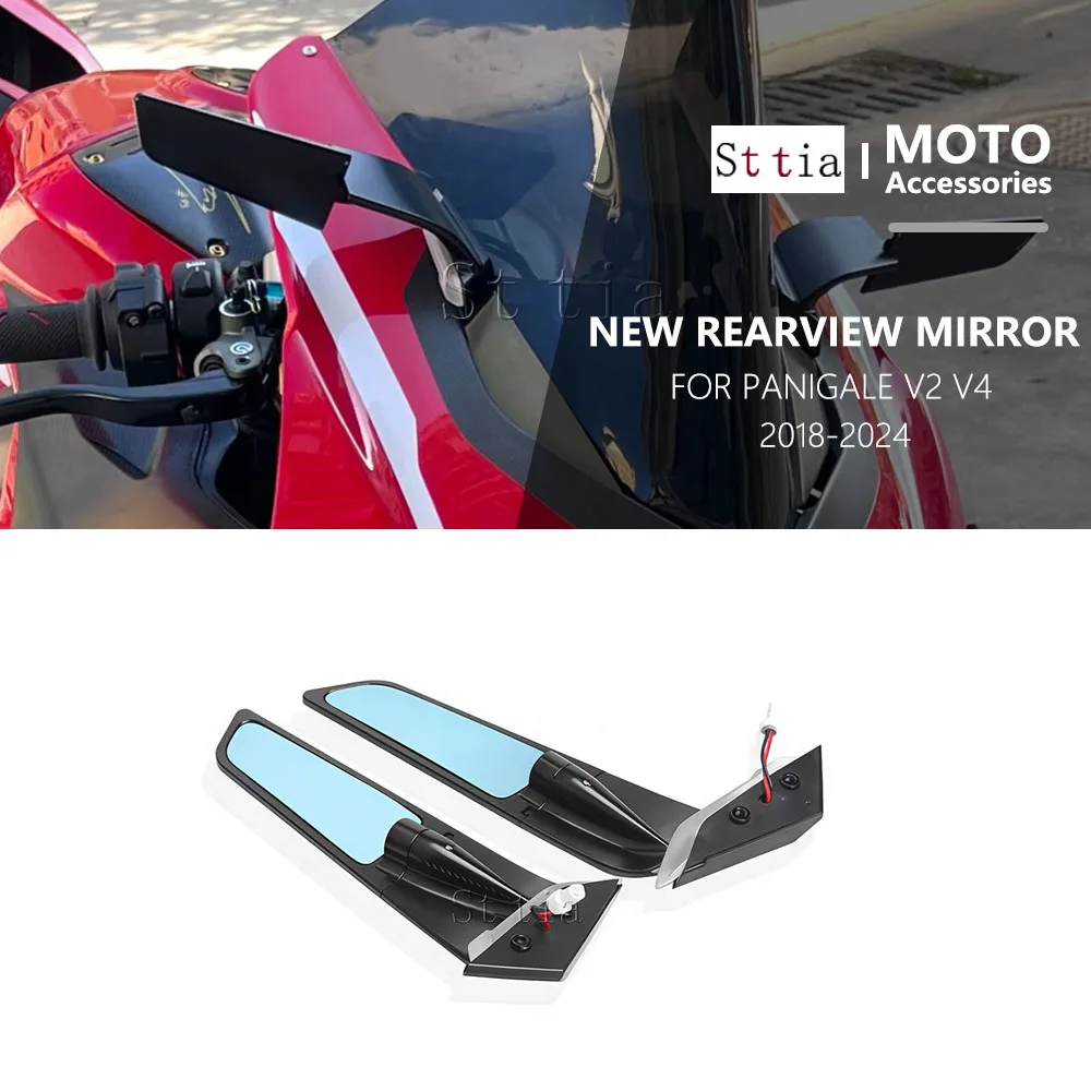 New Motorcycle For Ducati Panigale V2 2020-2024 PANIGALE V4 2018-2024 Rearview Mirrors Stealth Rotating Adjustable Wing Mirrors