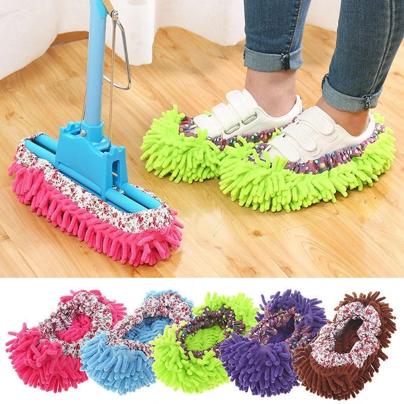 Vacuum Cleaners Mop Slippers Slip-on Shoe Covers Cleaning Shoes Reusable Microfiber Foot Socks Floor Cleaning Tools Dust Slipper