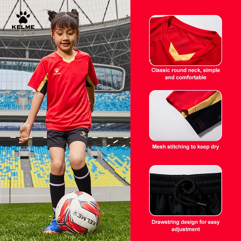 KELME Children's Football  Suit Boys Short-Sleeved Ball Uniform Primary School Students Team Custom Training  8251ZB3002