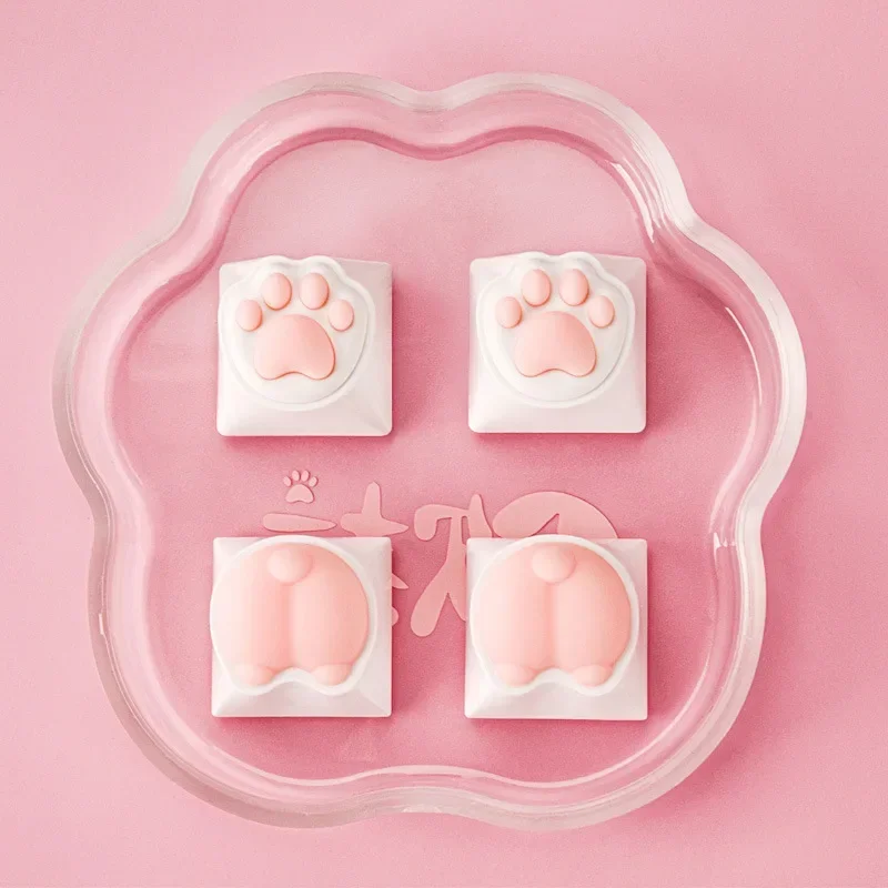 New DIY Soft Silicone Keycap Artisan Pink Cute Cat Paw Keycaps Stress Relief Toy for Mechanical Keyboard Cherry MX Switch