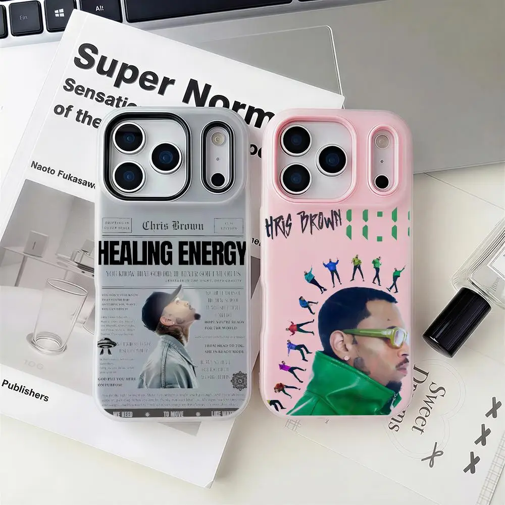 

C-Chris BrownS Phone Case 2-in-1 Detachable Clear Case with Slot for Cards & Photos iPhone 12-17