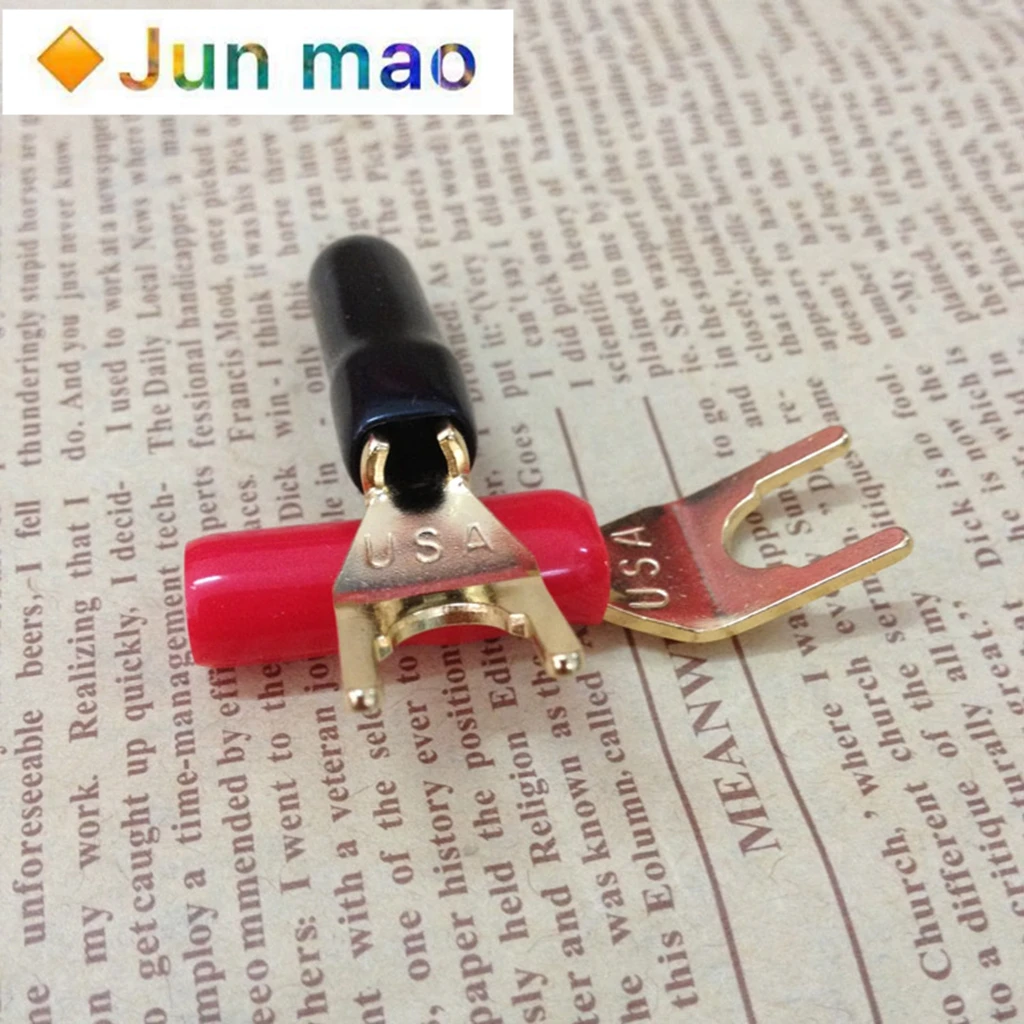 1pair All copper gold-plated wiring fork horn U-shaped banana fork Y-shaped speaker plug connector terminal