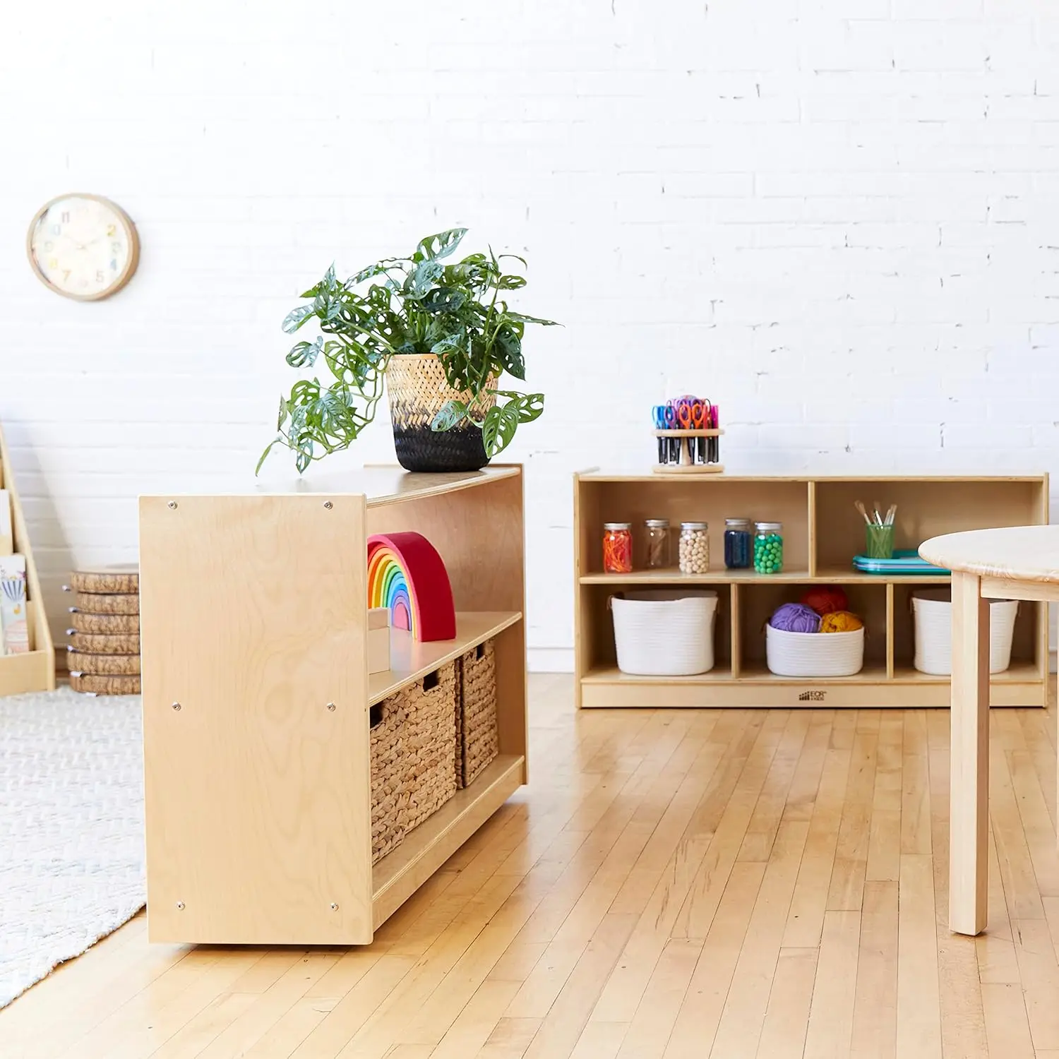 5-Compartment Mobile Storage Cabinet, , Classroom Furniture, Natural