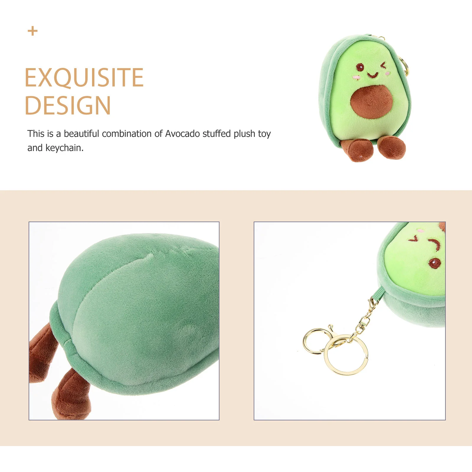 Kawaii Avocado Key Chain Plush Keyring KeyChain Yolk Key Chain Toy for Car Key Bag Pendant