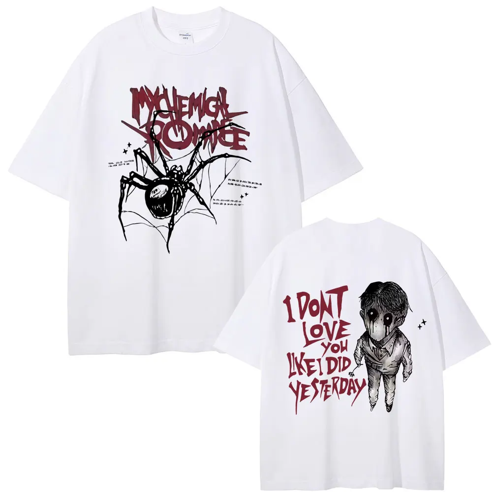 بلدي الكيميائية الرومانسية العرض الأسود أنا لا أحبك كما فعلت أمس تي شيرت الرجال روك الشرير ايمو العنكبوت الجرافيك تي شيرت #4