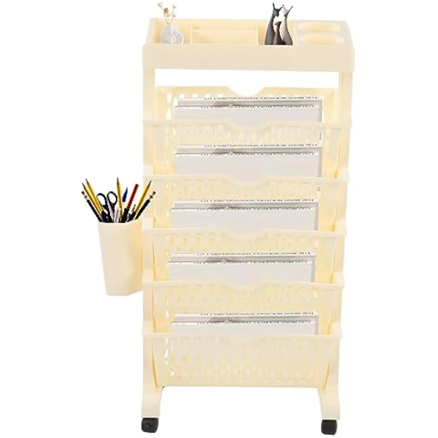 

Movable Bookshelf, 6 Tier Large Capacity Thickened Multifunctional Rolling Book Cart Mobile Book Rack Organizer for Deskside Li