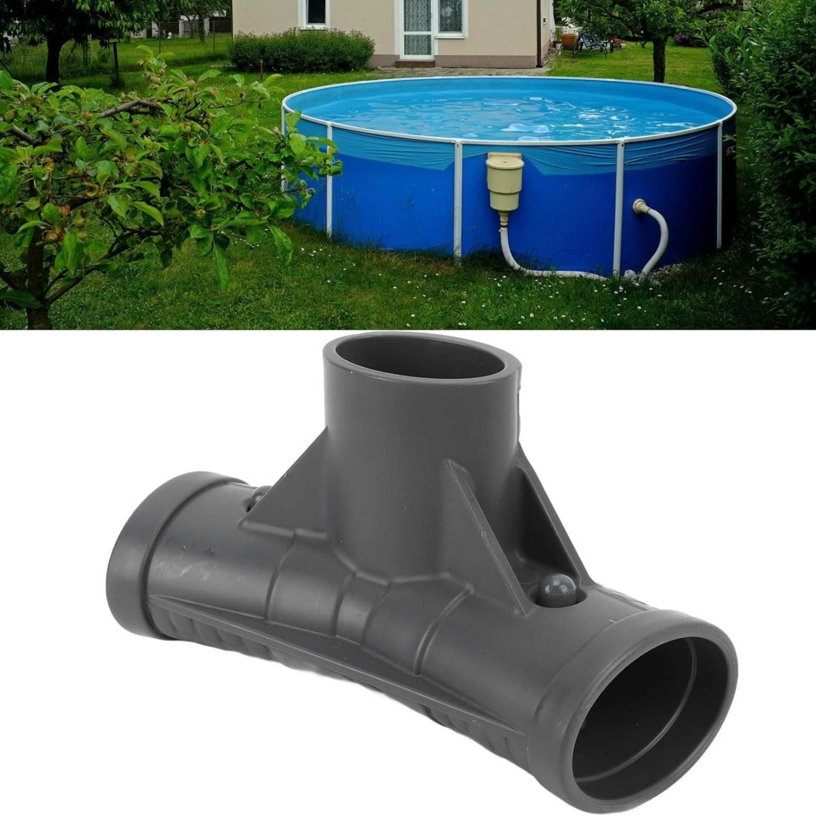 Plastic Pool Frame Connector Molded T-Shaped Pool Connector Outdoor Equipment Dark Gray Stable Support