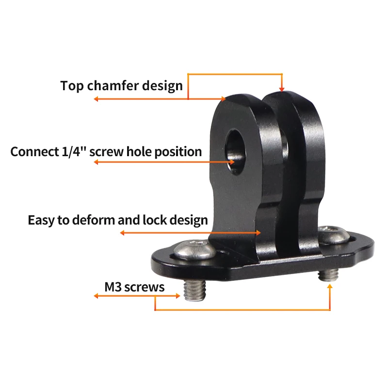 Mini adaptateur de trépied, vis M3, espacement de 15 à 24mm, Cage de caméra d'action, support fixe pour GoPro OSMO Action 5PRO Pokect, Base de trépied à 3 doigts