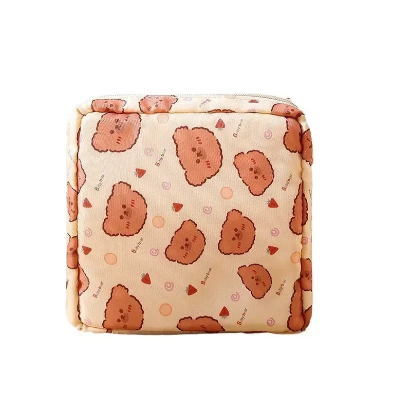 Borse per cosmetici piccole per cartoni animati per ragazze Borsa per organizer per donne Ragazza Lady Coreano Orso carino Borse per assorbenti igienici di grande capacità