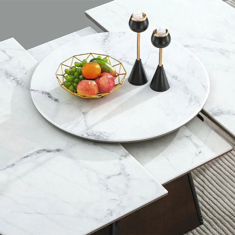 telescopic rock slab dining table household small apartment new light luxury square variable circle with turntable integrated