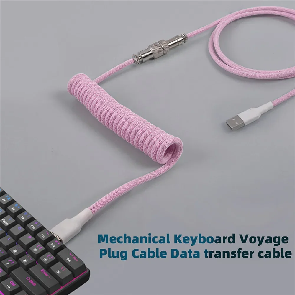 

New Mechanical Keyboard Coiled Cable Wire Type C USB Port Aviator Coiling Cable Desktop Computer Gaming Keyboard Accessories