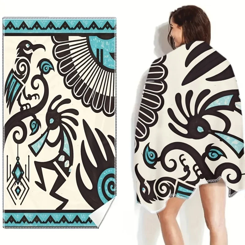 Newest Chinese Dragon Wave Print Microfiber Beach Towel Vintage Oriental Style Quick Dry Beach Towel