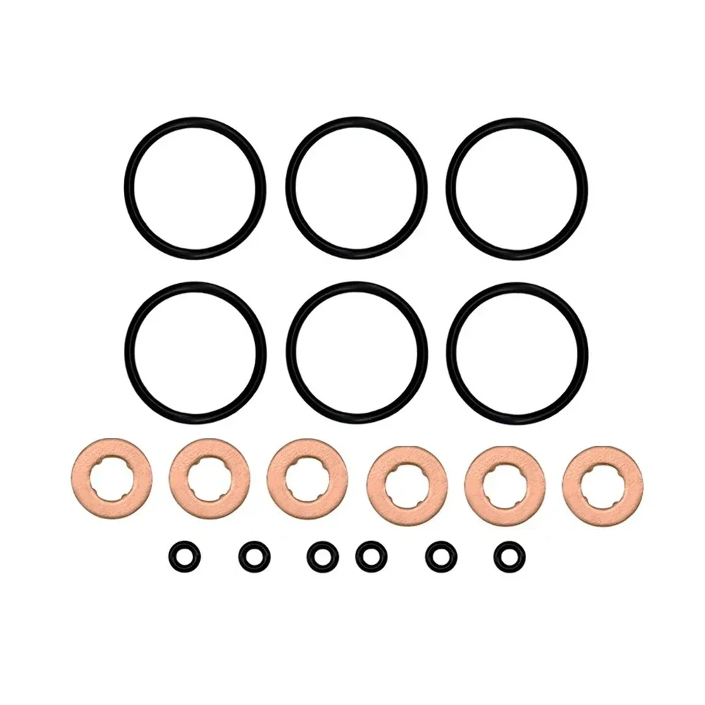 For BMW Engine Injector Washer And O-Ring Seal Set 18 Pieces Supporting OEM Cross-References 13532247156 And 13537794553