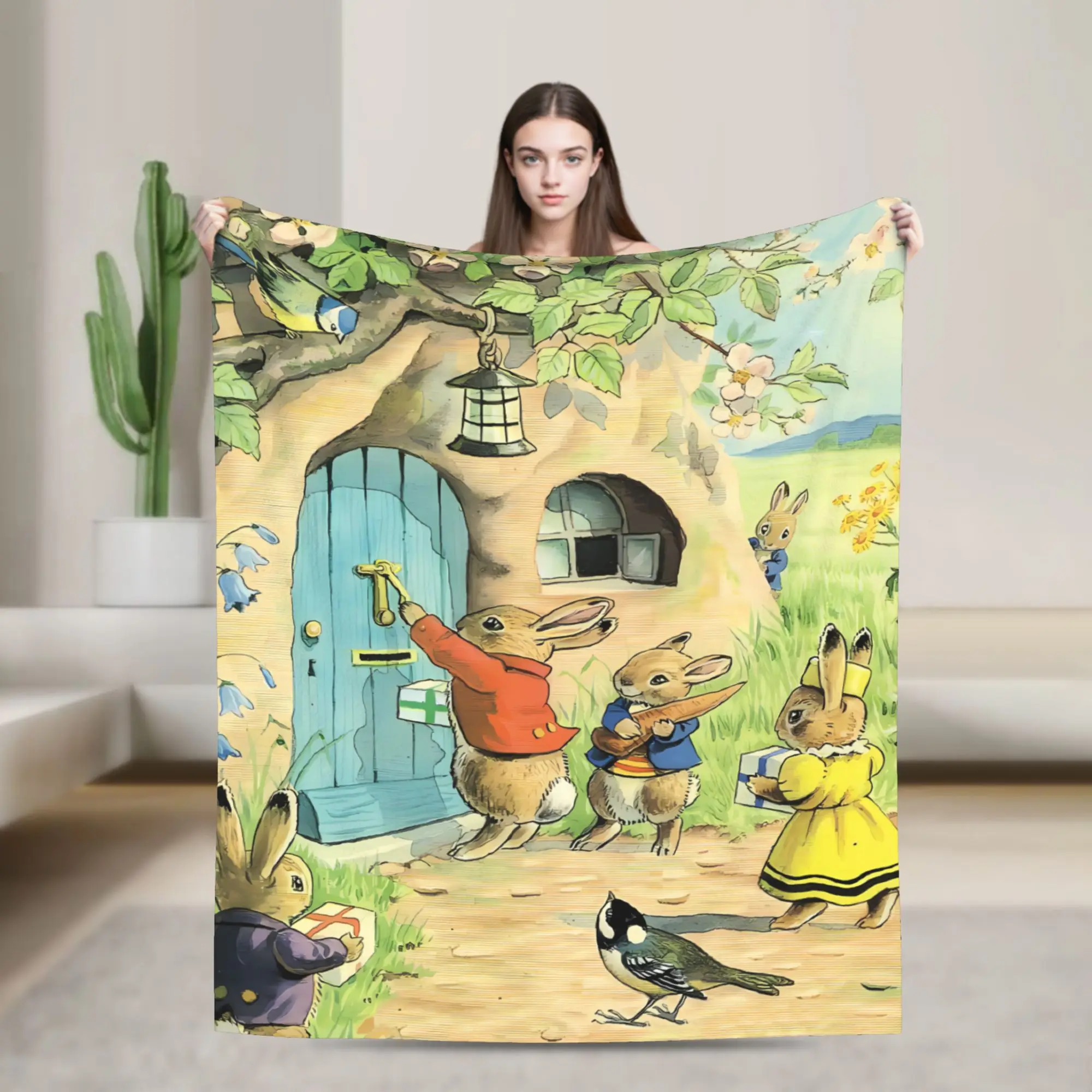 P-Petered R-Rabbits Blanket Quality Super Warm  Throw Blanket Winter Kids Couch Chair Sofa Bed Novelty Bedspread