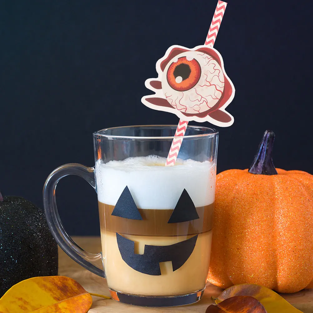

Skull Drinking Straws Halloween Decorations Themed for Venue Setting Props Paper
