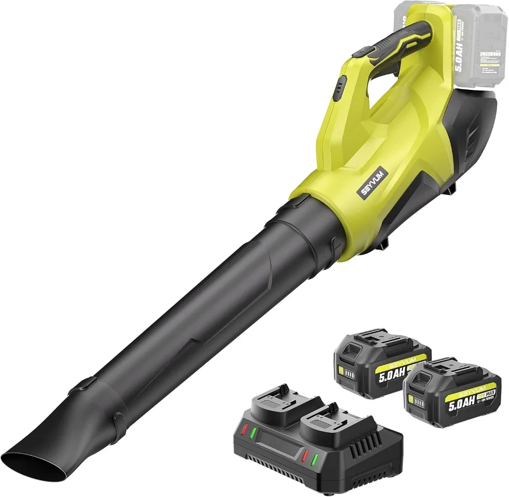 

40V - 650CFM 200MPH Brushless Electric Leaf Blower with 2 X 5.0Ah Battery & Charger, Blowers for Lawn Care