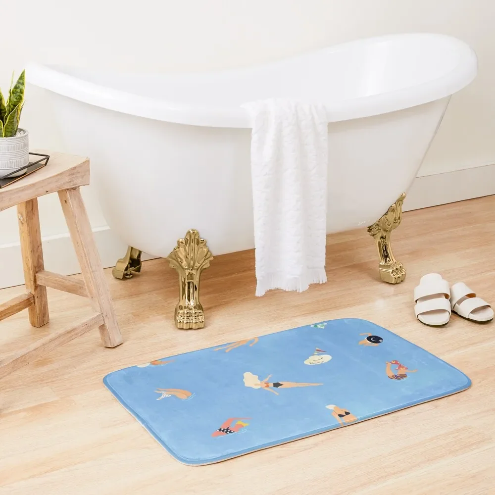 Summer Weekend #painting #illustration Bath Mat Water Absorbent For Toilet Mat