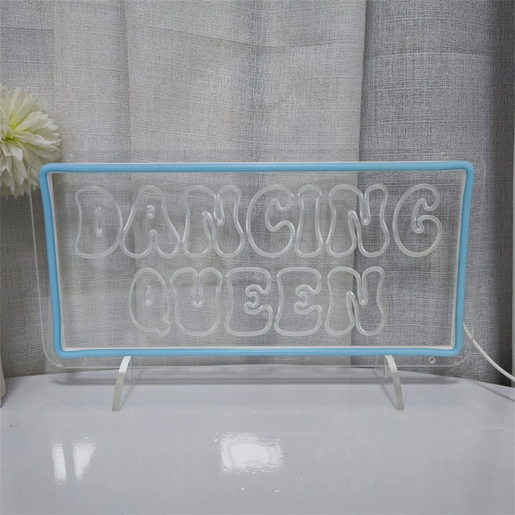 Dancing Queen Neon Sign Light, Escultura 3D com interruptor USB Powered, Luz LED brilhante, Decoração para estúdio de dança, clube, baile, bar