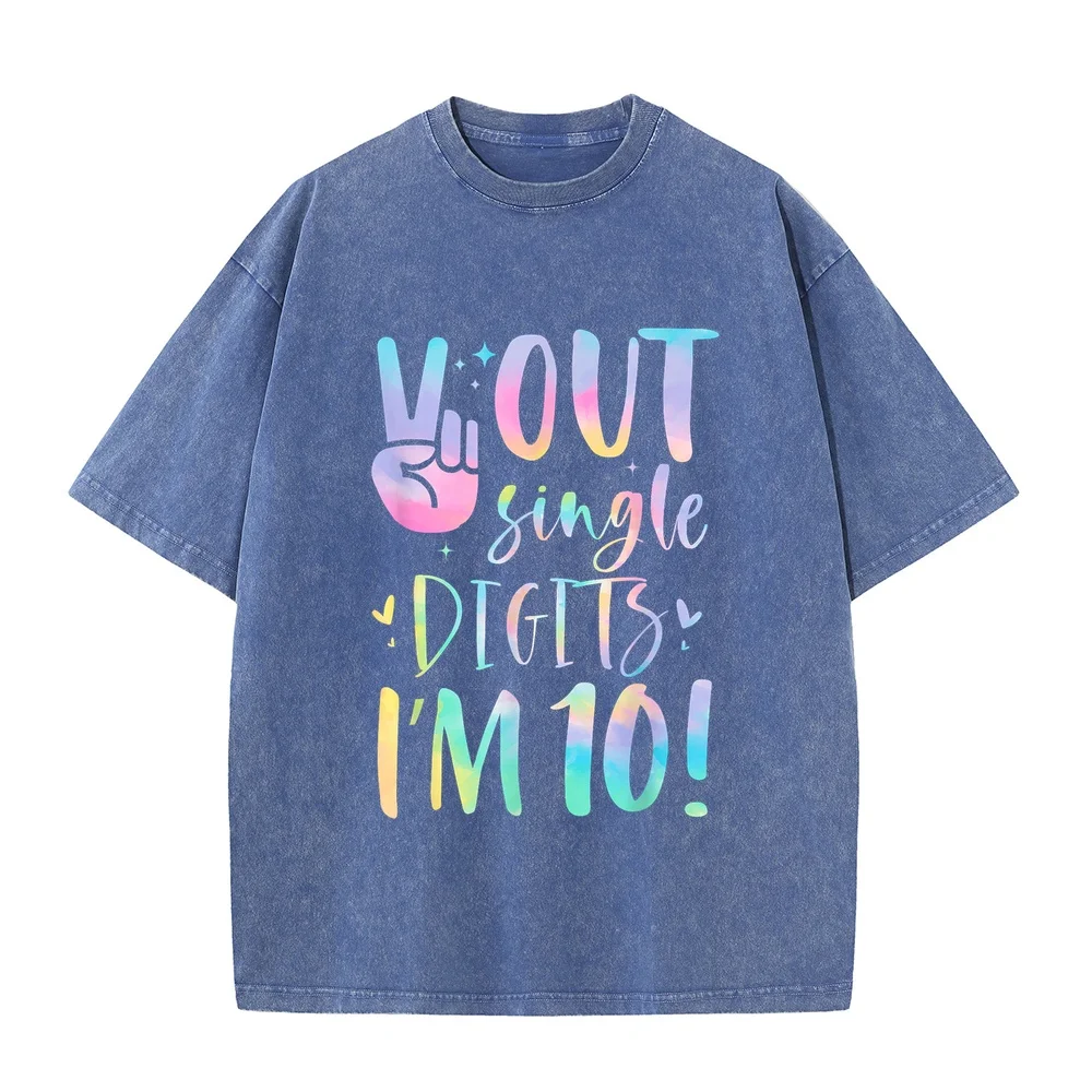 Peace Out Single Digits I'm 10 Year Old 10th Birthday Girl T-Shirt Men's T-Shirts Clothes Anime S Size Printed T Shirt Graphic