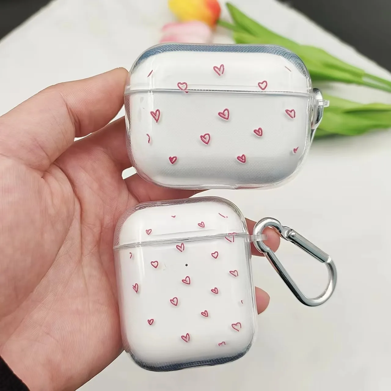 Korea Trendy Heart Pattern Clear Earphone Case for AirPods 1/2/3/4 Earbuds Case For AirPods Pro 3/Pro 2/Pro TPU Protective Cover