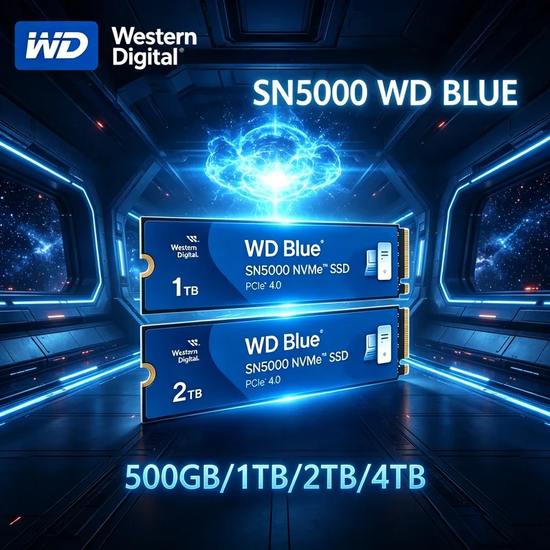 WD Blue SN5000 PCIe Gen4 NVMe M.2 2280 Disco de Estado Sólido Interno SSD para Notebook Gaming PC 1TB 2TB Grande Capacidade