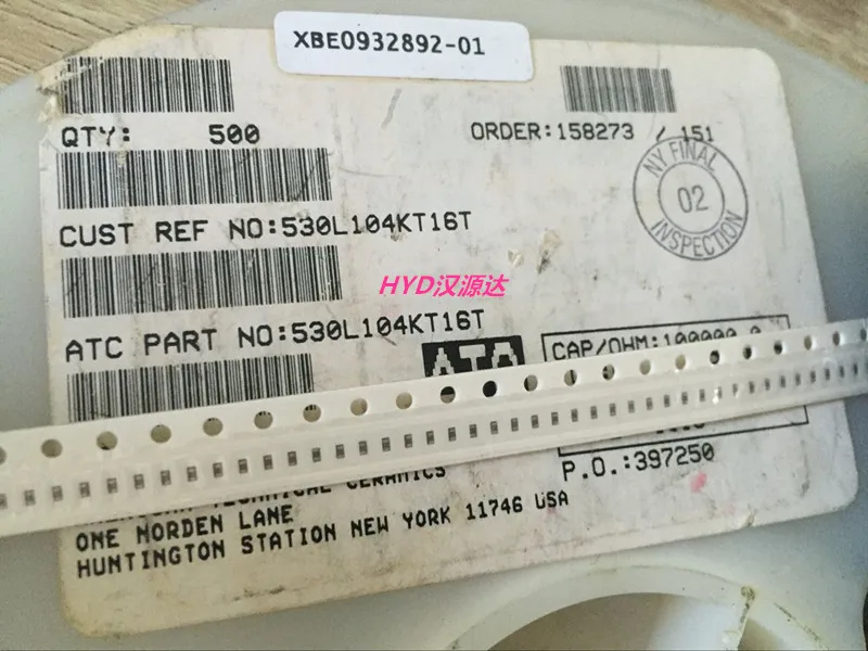 10pcs/lot 530L104KT16T 0402-104K 0.1UF 10% 16V chips Electronic new