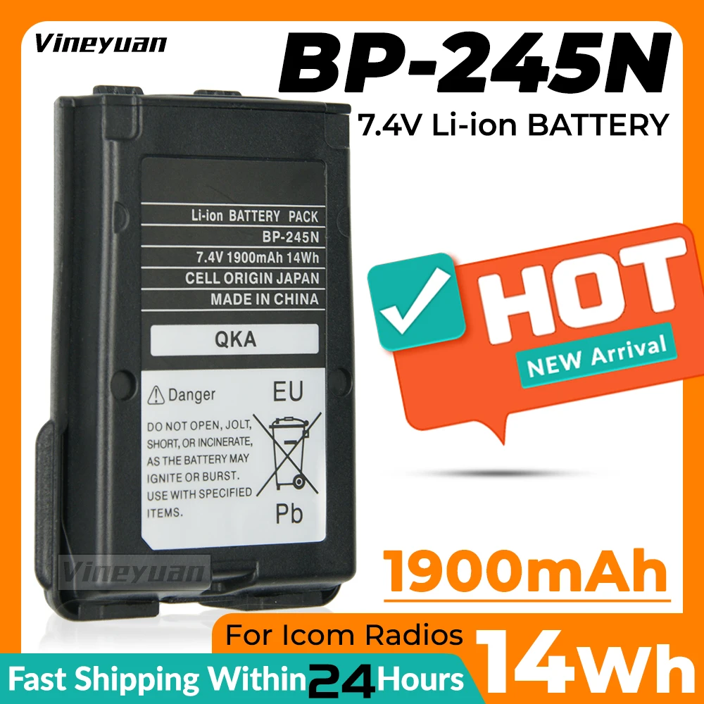 

7.4V 1900mAH ICOM BP-245H BP-245N Li-ion Battery for Icom IC-M71 IC-M72 IC-M73 Two Way VHF Radios Replacement Battery